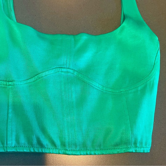 Zara Satin Corset Crop Top Green - Picture 5 of 8